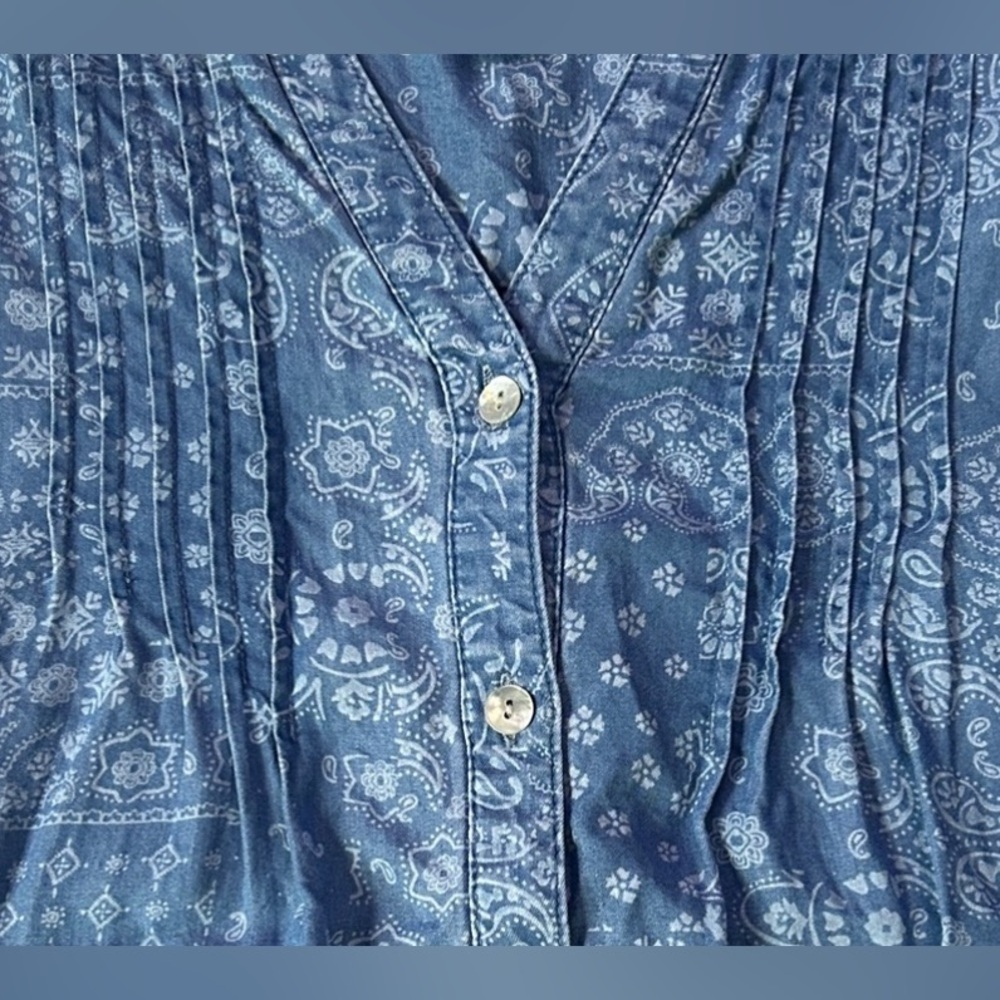Ruby Rd. Blue Paisley Pintuck Button-Front Tunic … - image 4